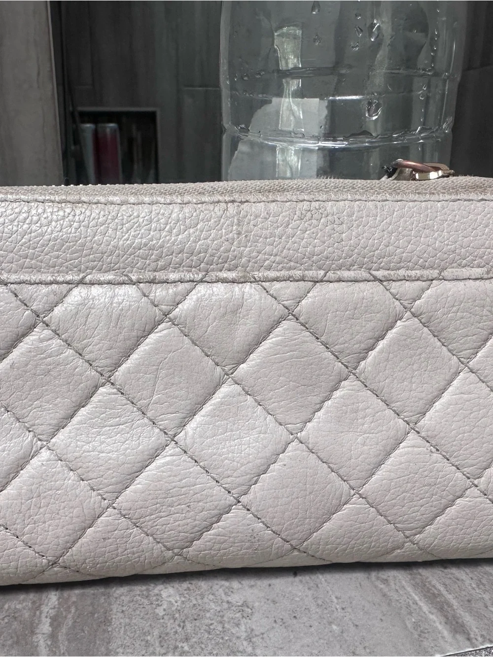 ANTONIO MELANI Pale Pink Cream Zip-Around Wallet